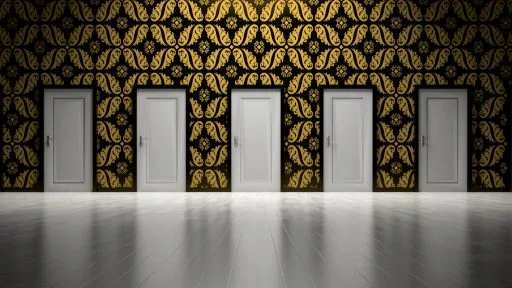 Many doors in a wall to choose